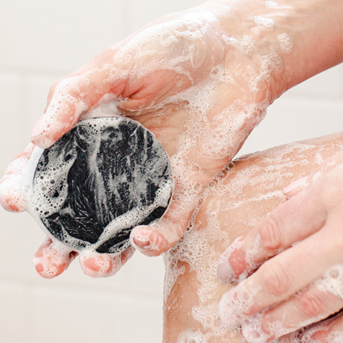 Wild Prairie Soap Company's Charcoal Rosa Soap made with activated bamboo charcoal