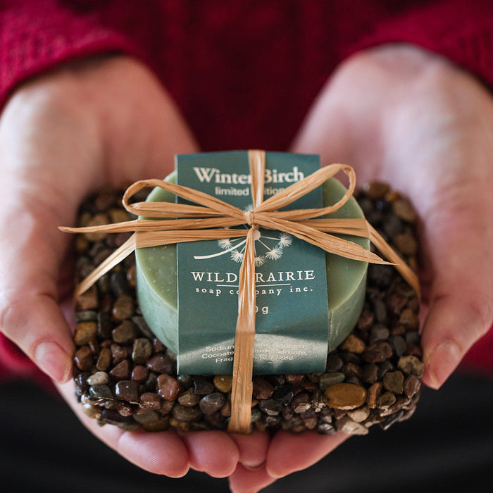 Wild Prairie soap and body care products arranged as a self-care gift